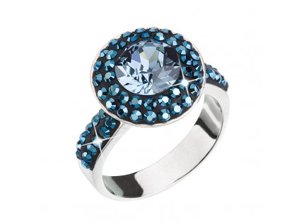 Stříbrný prsten s krystaly modrý 35019.5