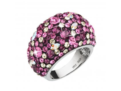 Stříbrný prsten s krystaly Swarovski fialový 35028.3 amethyst