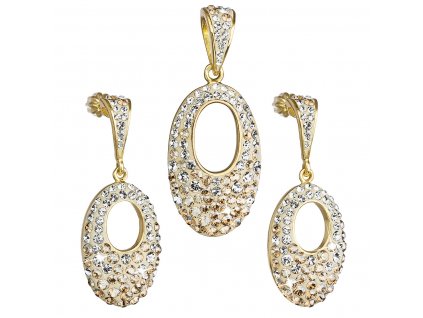 Sada šperků s krystaly Swarovski náušnice a přívěsek zlatý ovál 39075.6