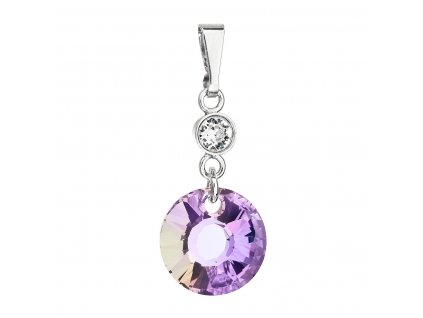 Stříbrný přívěsek s krystaly Swarovski fialový kulatý 34216.5
