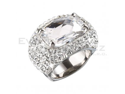 Stříbrný prsten s velkým krystalem bílý 735800.1 crystal