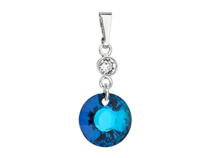 Stříbrný přívěsek s krystaly Swarovski modrý kulatý 34216.5