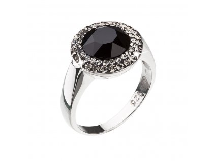 Stříbrný prsten s krystaly černý 35025.3