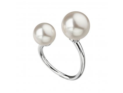 Stříbrný prsten se dvěma Preciosa perlami bílý 35053.1