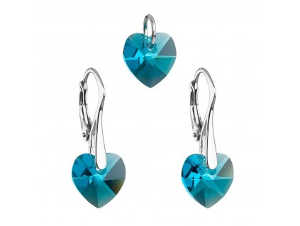 Sada šperků s krystaly Swarovski náušnice a přívěsek modrá srdce 39003.3
