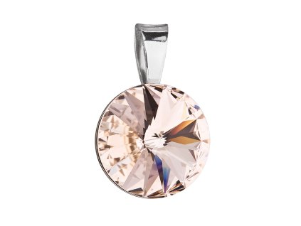 Stříbrný přívěsek s krystaly Swarovski hnědý kulatý-rivoli 34112.3