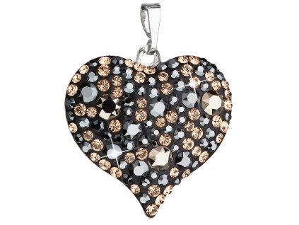 Stříbrný přívěsek s krystaly Swarovski mix barev srdce 34181.4