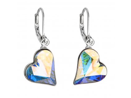 Náušnice bižuterie se Swarovski krystaly AB efekt srdce 51054.2