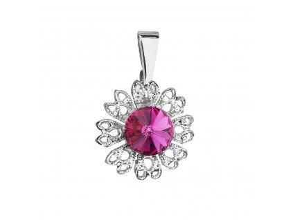 Přívěsek bižuterie se Swarovski krystaly růžová kytička 54032.3 fuchsia