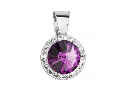 Stříbrný přívěsek s krystaly Preciosa fialový kulatý 34251.3 amethyst