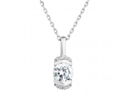 Stříbrný náhrdelník se zirkony bílý 882010.1