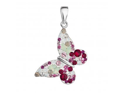 Stříbrný přívěsek s krystaly Swarovski červený motýl 34192.3 sweet love