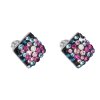 17699 stribrne nausnice pecka s krystaly swarovski mix barev kosoctverec 31169 4 galaxy