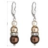 16676 3 stribrne nausnice visaci se syntetickymi perlami a krystaly swarovski hnede kulate 31150 3