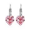 15113 nausnice klapky z bizuterni slitiny s malym krystalem tvaru srdce swarovski light rose