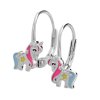 16456 1 stribrne detske nausnice klapky jednorozec s barevnym smaltem stribro 925 1000