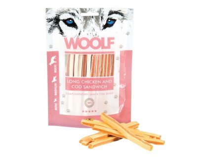 Pochoutka WOOLF Soft Chicken and Cod Sandwich LONG 100g