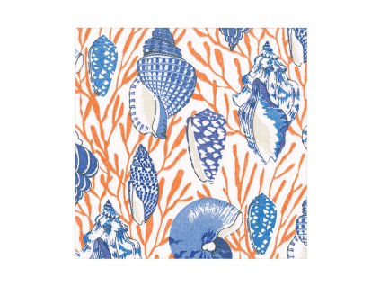 Obedové obrúsky Shell Toile Coral & Blue - 20ks