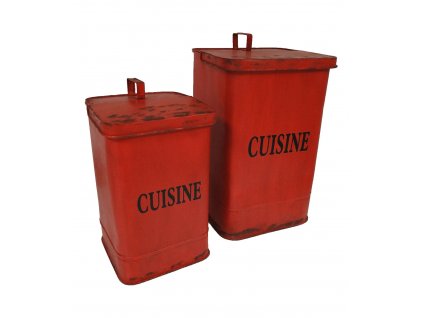 Červená plechová vintage dóza Cuisine
