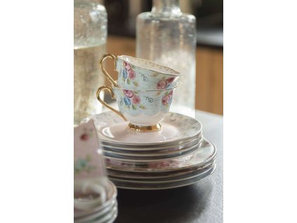 Šálka s podšálkou 160 ml modrobiely porcelán s kvetmi