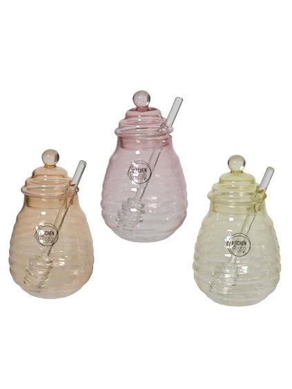 Sklenená nádoba na med (Variant Oranžová)