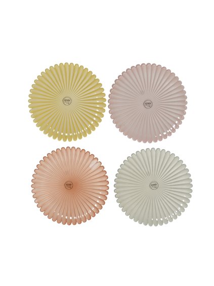 4 sklenené taniere s rebrovaním