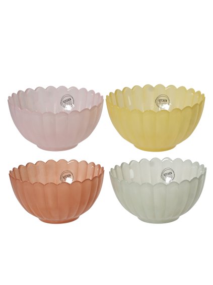 4 sklenené misky s rebrovaním