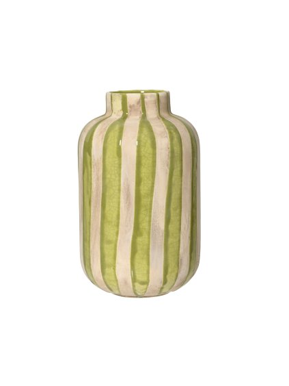 Keramická váza zelená s pásikmi