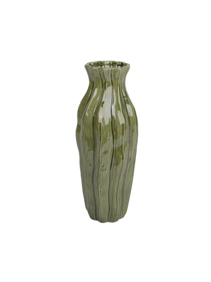 Keramická váza zelená s pásikmi