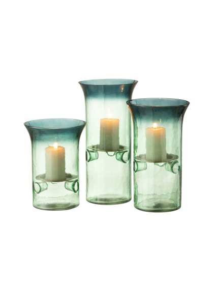 Zelený sklenený svietnik