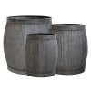 Starodávny súdkovitý rebrovaný kvetináč - set 3ks
