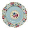 Modrý dezertný tanier s kvetmi 20cm