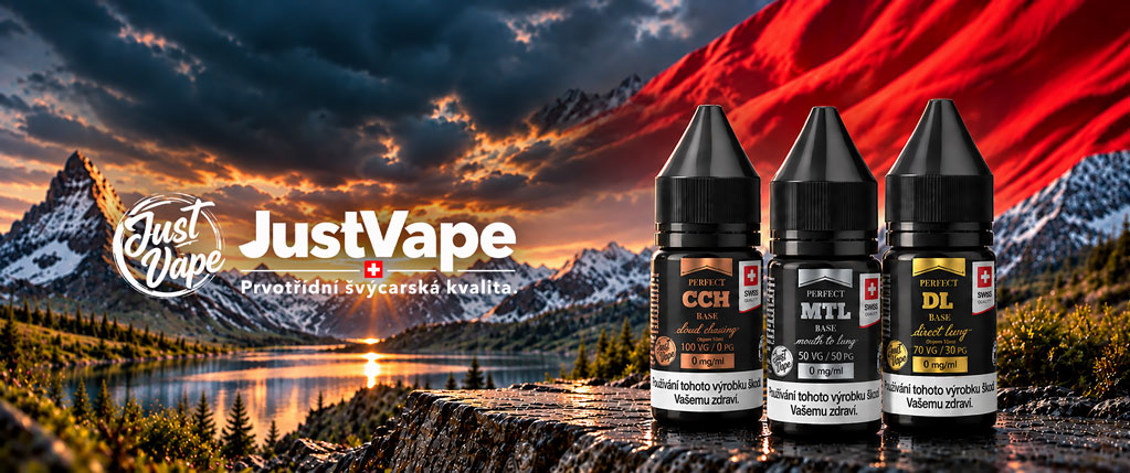 Banner s bázemi švýcarského produktu JustVape