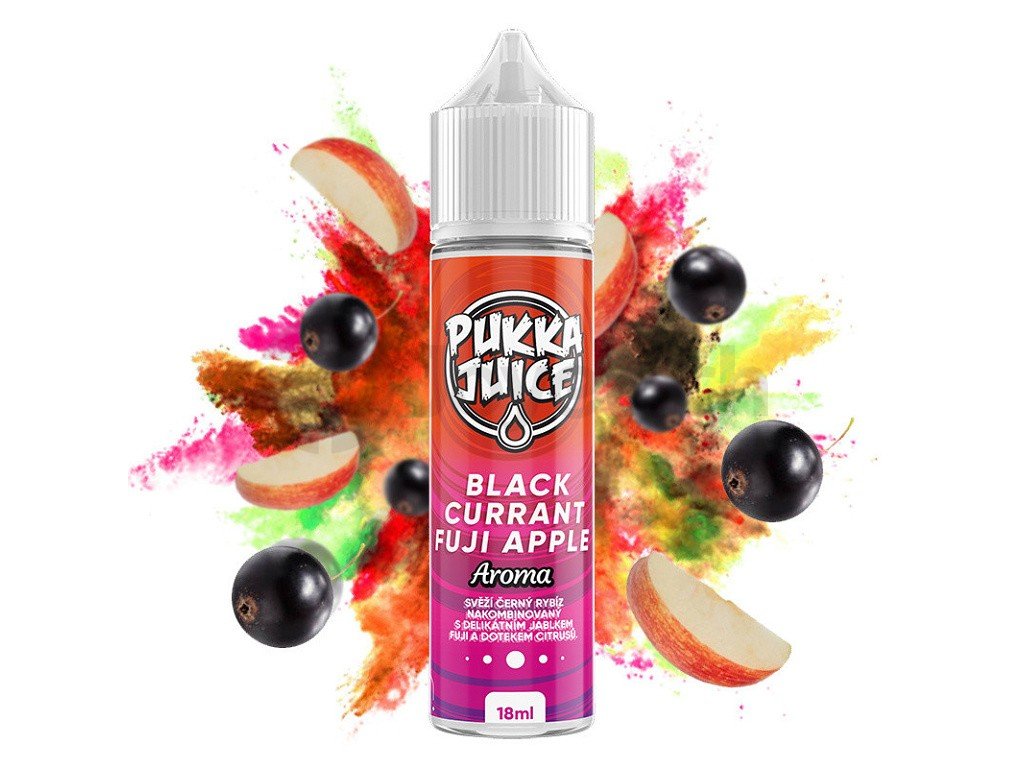 Pukka Juice - Shake & Vape - Blackcurrant Fuji Apple (Černý rybíz a jablko fuji) - 18ml, produktový obrázek.