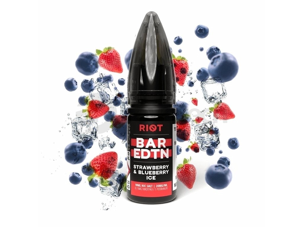 Riot BAR EDTN - Salt e-liquid - Strawberry Blueberry ICE - 10ml - 10mg, produktový obrázek.