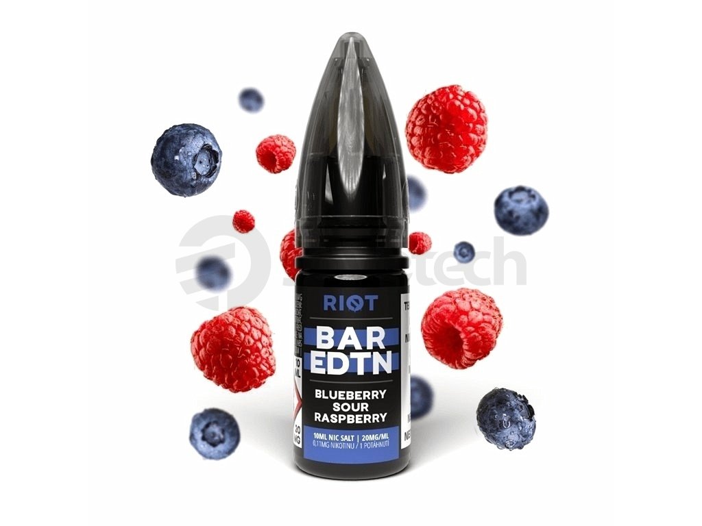 Riot BAR EDTN - Salt e-liquid - Blueberry Sour Raspberry - 10ml - 20mg, produktový obrázek.
