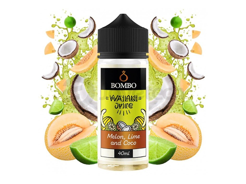 Bombo - Wailani Juice - S&V - Melon Lime and Coco (Cukrový meloun, limetka a kokos) - 40ml, produktový obrázek.