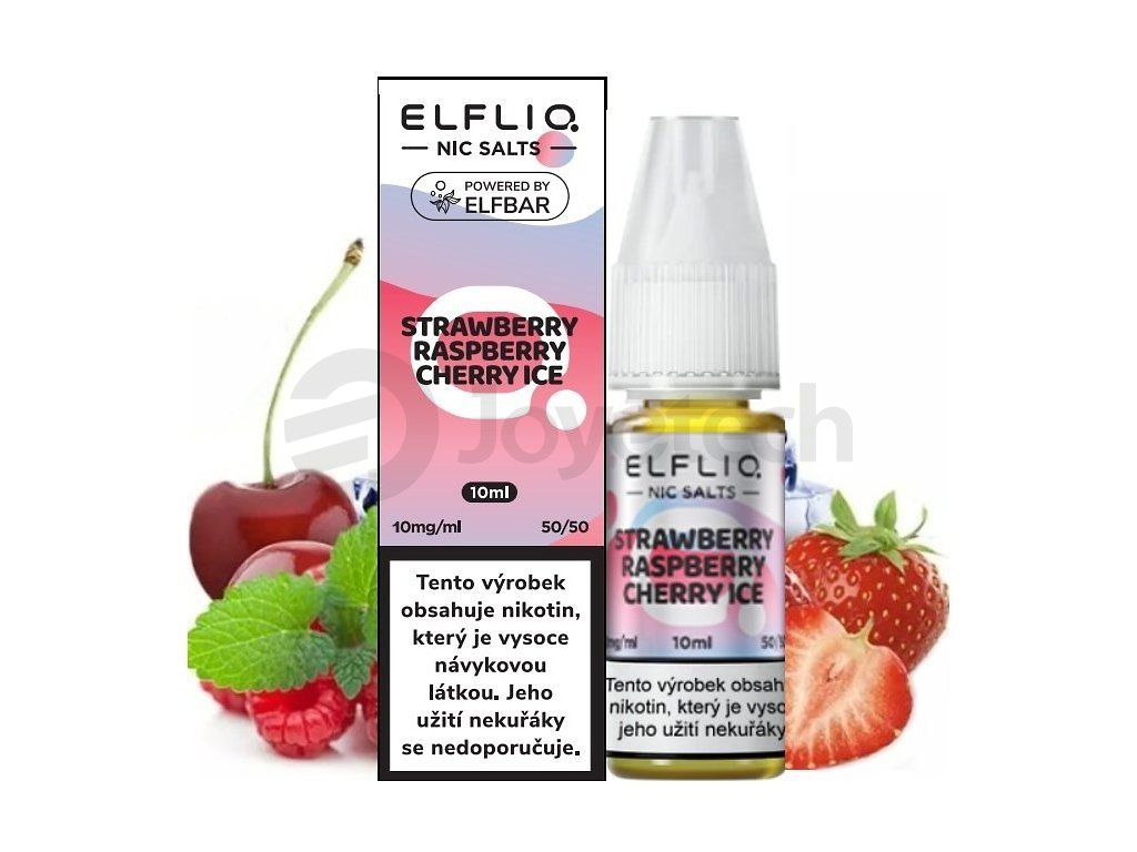 Elf Bar Elfliq - Salt e-liquid - Strawberry Raspberry Cherry ICE - 10ml - 10mg, produktový obrázek.