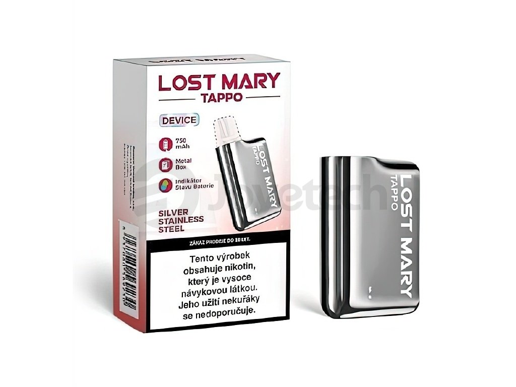 Lost Mary Tappo Air - Baterie - 750mAh - Metal Silver, produktový obrázek.