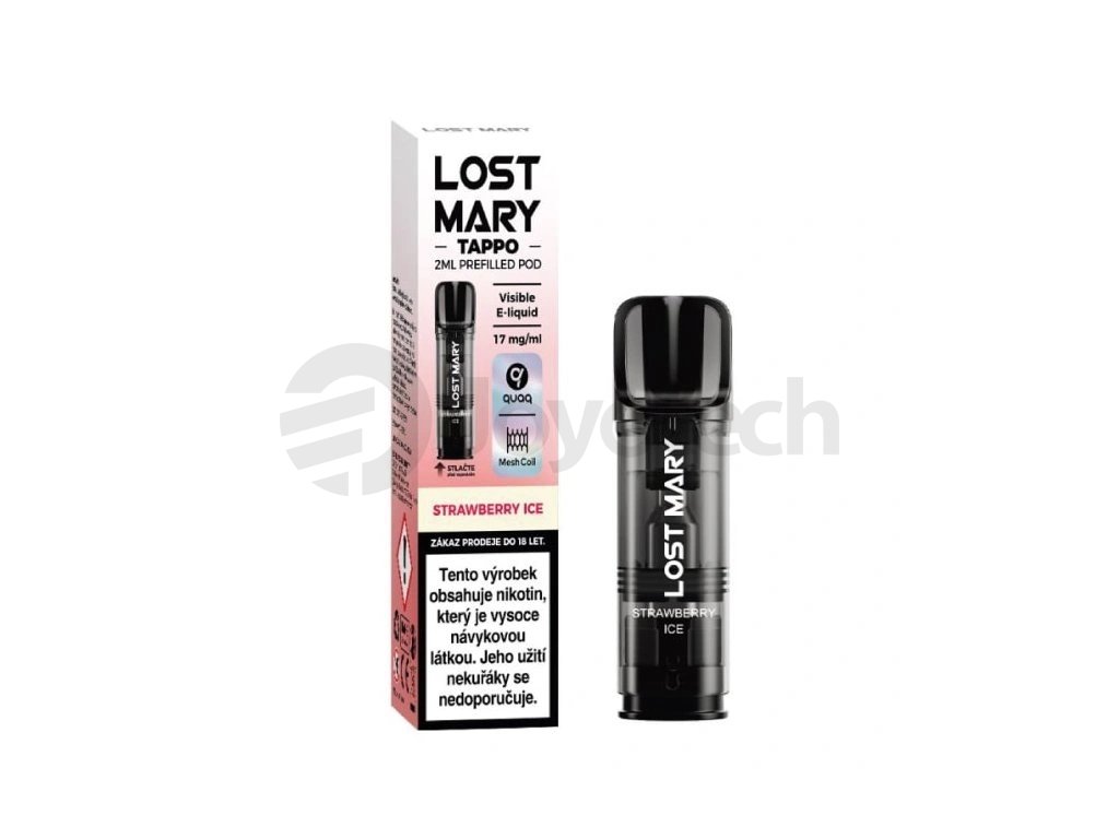 Lost Mary Tappo Pod - přednaplněná Cartridge - Strawberry ICE - 17mg, produktový obrázek.