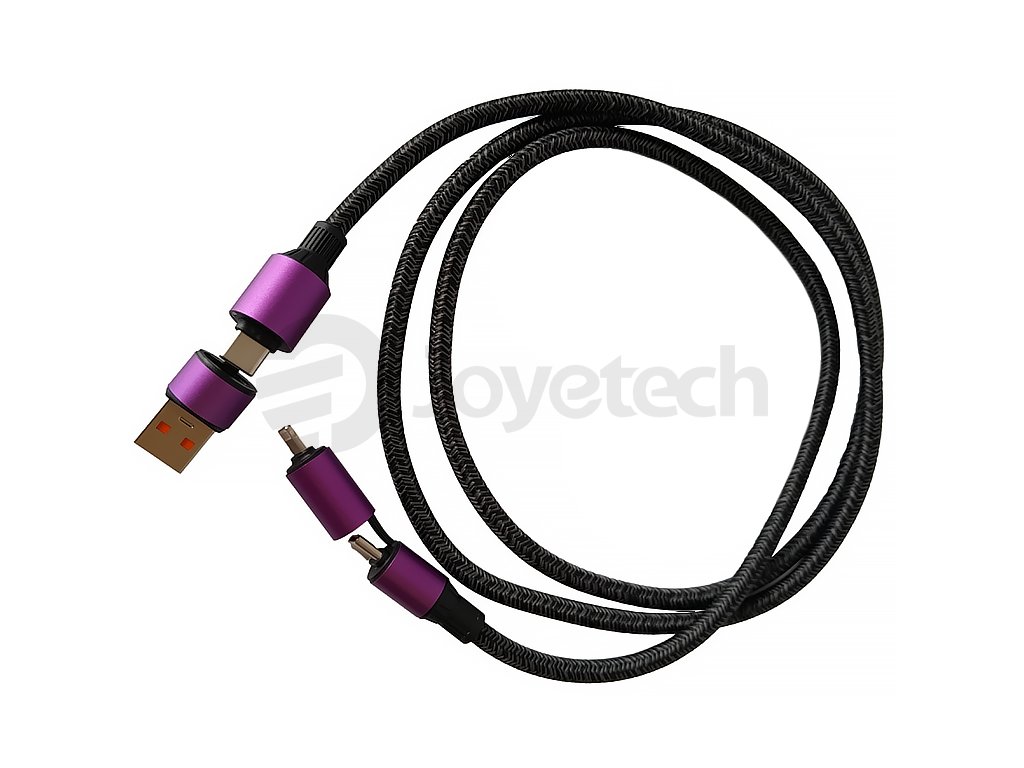 Rychlonabíjec kabel 4v1 USB-A/USB-C na USB-C/Ligh 100W 1,3m, produktový obrázek.