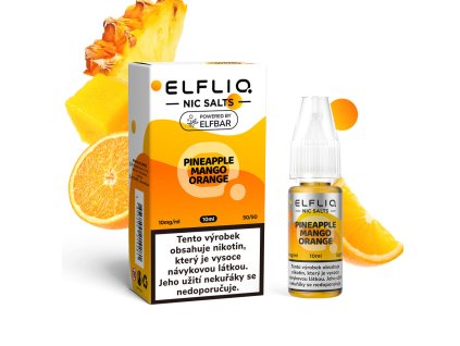 Elfliq Salt Pineapple Mango Orange (Ananas, mango, pomeranč) 10ml intenzita nikotinu 10mg tabáková nálepka Kolek Q