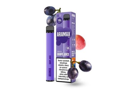 Aramax Bar 700 Disposable Pod (Grape Juice) intenzita nikotinu 20mg tabáková nálepka Kolek Q
