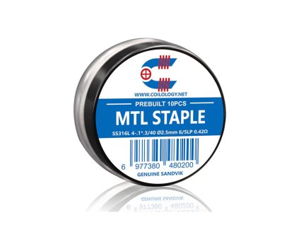 Předmotané spirálky Coilology Sandvik MTL Staple SS316L (10ks) odpor 0,42ohm