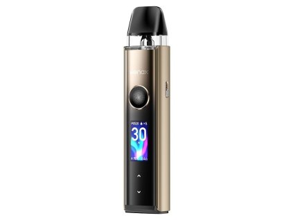 GeekVape Wenax Q Pro Pod Kit Sunburst Gold, pokročilá elektronická cigareta s haptickou odezvou a 30W výkonem.