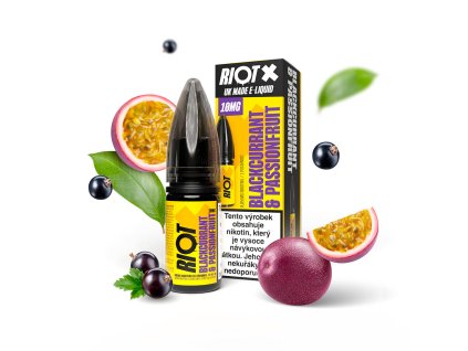 RIOT X Salt Blackcurrant & Passionfruit 10ml 10mg  Černý rybíz a marakuja