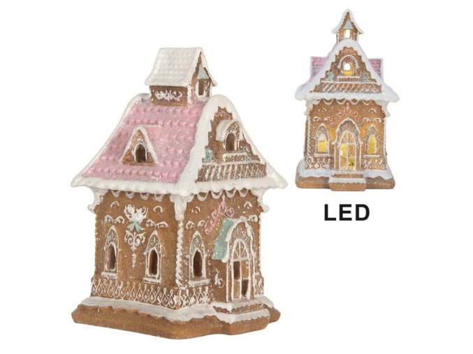 Perníkový LED domek kostel Gingerbread Cotti - 9*10*15 cm