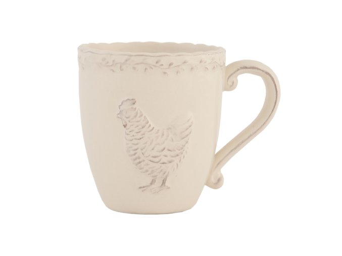 Béžový keramický hrnek s dekorem slepičky Chicken Rustic - 13*9*10 cm