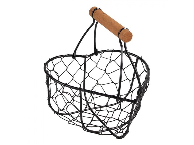 Černý drátěný košík ve tvaru srdce