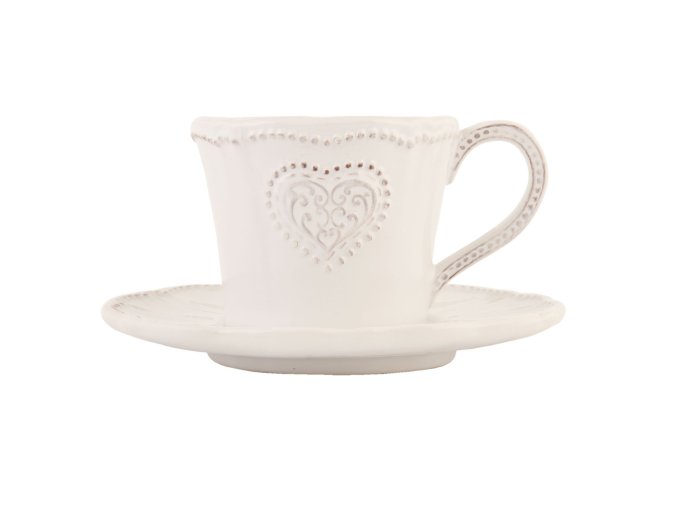 Keramický šálek s podšálkem se srdíčkem Heart